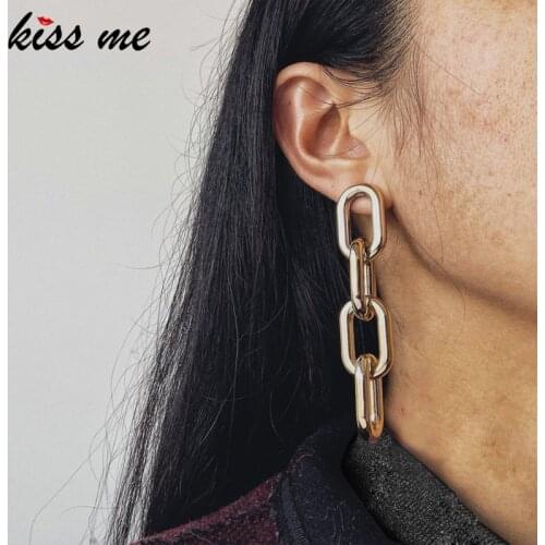 Kissme Classical Gold Color Chains Drop Earrings For Women Gifts Environment-friendly Alloy Minimalist Earrings Fashion Jewelry