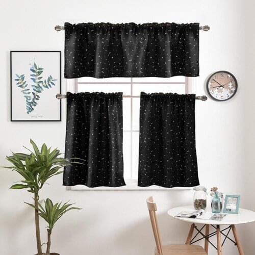 Stars Print Solid Color Kitchen Short Curtain Window Valance Drape Home Decor Kitchen Short Curtain