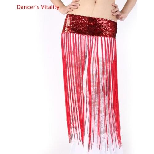 Belly dance costumes belt elastic force Sequin long tassel belly dance hip scarf for women belly dancing belts
