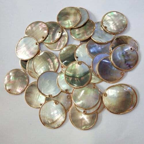 1PC Natural Mother of Pearl Shell Pendant Round Black Shells Charms Pendants for Jewelry Making Necklace DIY Earring Accessories