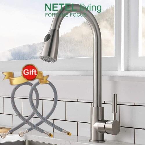 Kitchen Basin Sink Pull Out Faucet Sprayer Hot Cold Water Mixer Tap with cold and hot water