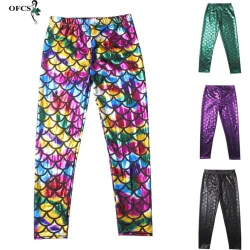 Hot Spring Sweet Kids Printing Leggings Girls Colorful Mermaid Pattern Trousers For Children Skinny Pencil Pants Girls Clothes