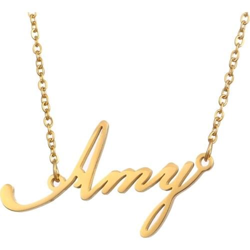 Fashion Gold Color Personalized Simple Letter Necklace Stainless Steel Choker Custom Wedding Anniversary Party Jewelry