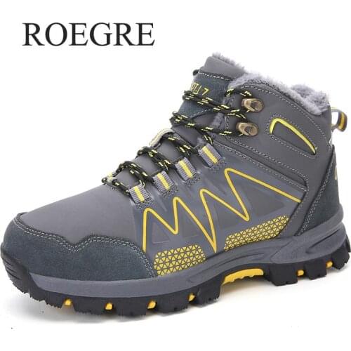 Plus Size 39-48 2019 Men Boots High Quality Winter Fur Warm Ankle Snow Boots Men Winter Rubber Work Boots Causal Men Sneakers