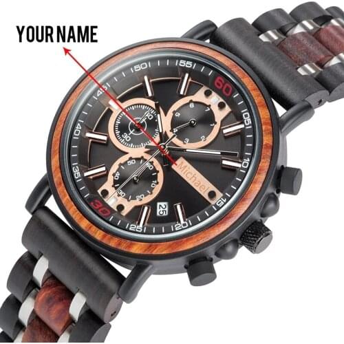 BOBO BIRD Wooden Mens Watches 2020 Luxury Brand Quartz Wristwatch Auto Date Chronograph Watch Sport Clock Gift Relogio Masculino