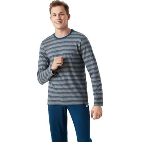 Plus Size 100% Cotton Pyjamas Men Sleepwear Striped Pijamas Hombre Long Sleeve Casual Men Homewear Pajamas Sets For Male
