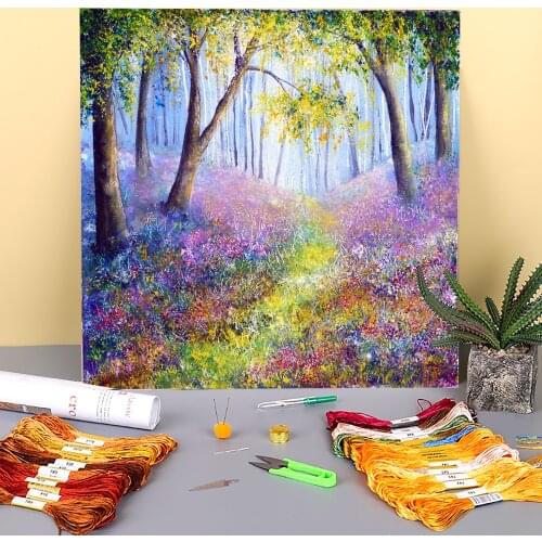 Natural Scenery Spring Welcome Printed Canvas 11CT Cross-Stitch Embroidery Kit DMC Threads Handmade Handiwork Wholesale