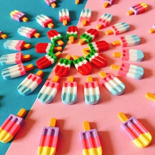 New~10 pcs flat back Popsicles/ ice suckers/miniatures food/cute/fairy garden gnome/moss terrarium decor/doll house/diy supplies