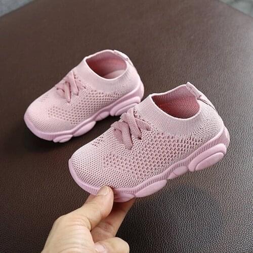 New Baby Sneakers 2021 Fashion Children Flat Shoes Infant Kids Baby Girls Boys Solid Stretch Mesh Sport Run Sneakers Shoes