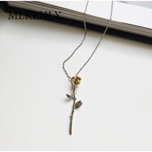 925 Sterling Silver Jewelry Wholesale Korean Little Princes Rose Exquisite Creative Female Personality Pendant Necklace