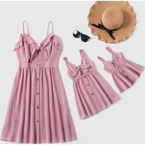 Mother Daughter Floral Patchwork Famuly Dress Women Girls Summer Sleeveless Dresses Mommy And Me Family Matching Outfits