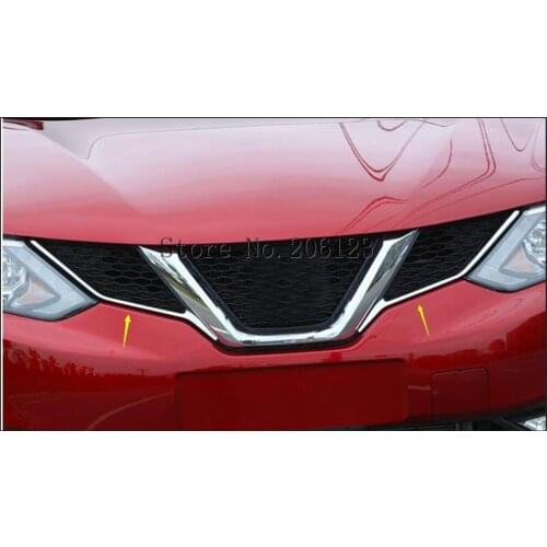 FIT FOR NISSAN QASHQAI 2014 2015 2016 2017 CHROME FRONT MESH GRILLE GRILL HEAD LIGHT COVER TRIM INSERT STYLING MOLDING GARNISH