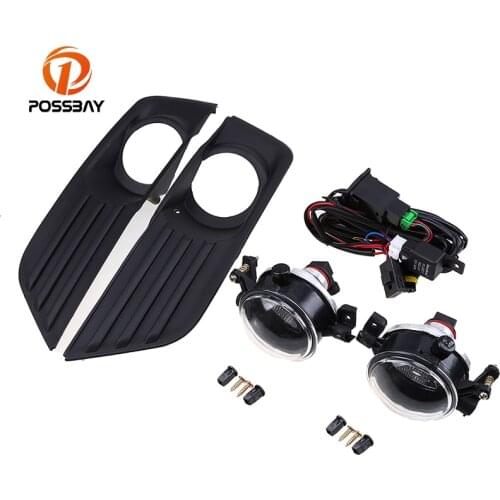 POSSBAY 1 Set Car H8 Fog Lights Front Side Lower Bumper Lamp + Grilles Fit For Ford Focus MK2 2005-2008 Exterior Replacement