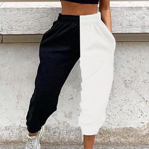 Casual Sporty Women Sweatpants Spring Fashion 2021 Patchwork Trousers Workout High Waist Color Blocking Long Pants Slim