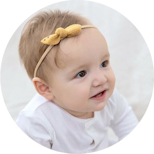 Baby Girls Hair Accessories Woolen Small Bow Nylon Headbands For Kids Rabbit Ears Elastic Hair bands Cute Headband Winter