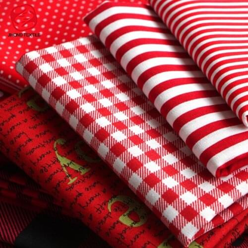 Christmas Red Fabric By The Yard Striped Polka Dot Fabric For Tablecloth Pillowcases