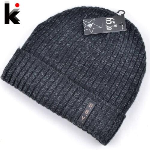 Mens skullies designer hats bonnet winter beanie knitted wool hat plus velvet skullies Thicker mask Fringe beanies for men