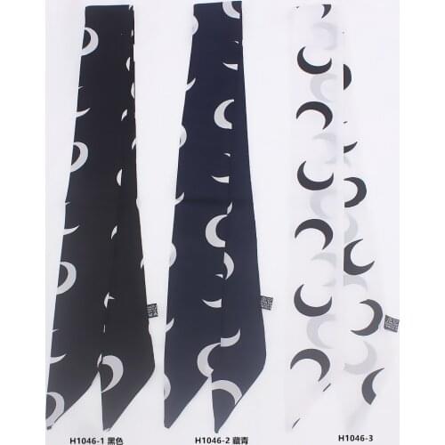 5*90cm Small Hair Scarf Women Foulard Kerchief Crescent moon Silk Satin Neck Scarfs Female Bag Wrist Ribbons Scarves H1046