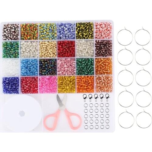 Glass Seed Beads Elastic String Small Pony Beads for Adults Kids Jewellery Beads for DIY Jewellery Making, Earrings