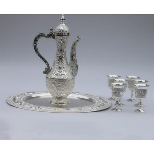 12" plate, silver color metal wine set/tea set fashion zinc alloy wine set room decoration