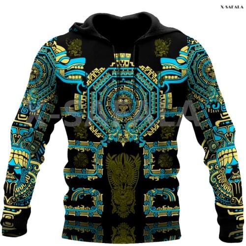 Aztec Mexico Tattoo Pattern 3D Over Printed Hoodie Man Women Unisex Outwear Zipper Pullover Sweatshirt Casual