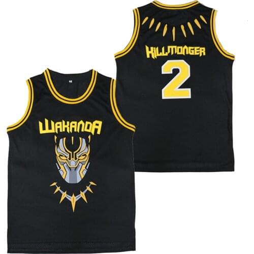 BG basketball jerseys 2 KILLMONGER jersey Embroidery sewing Outdoor sportswear Hip-hop movie jersey black 2020 summer