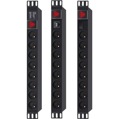PDU Aluminum alloy French Power Strip SPD OVERLOAD PROTECTION 16A 3500W Outlet Switch Extension Socket EU PLUG