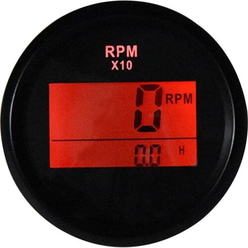 Universal 52mm Digital Tachometer Auto Tachometer Waterproof RPM Meter LCD Digital red light 0-9990 RPM 12 V 24 V