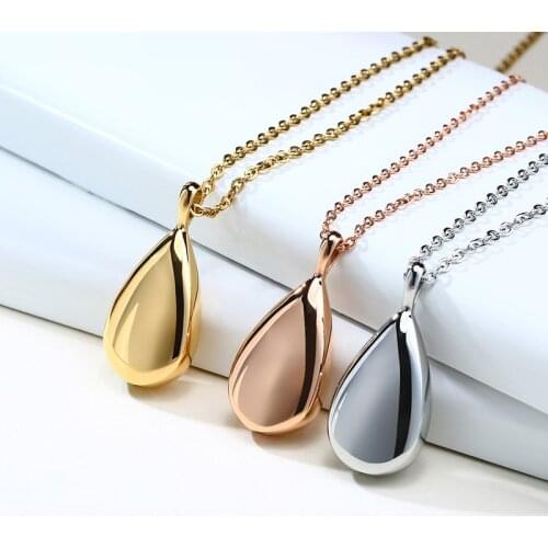 High Quality Gold Color Tear Drop Cremation Urns Pendant Necklaces Ashes Casket For Pet Human Cremation Jewelry