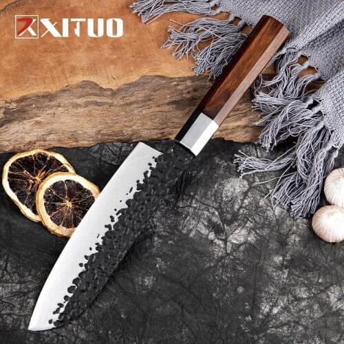XITUO Forged Stainless Steel Kitchen Knife Professional Sharp Santoku Knife Meat Slicer Kitchen Knife Cleaver Sashimi Chef Knife