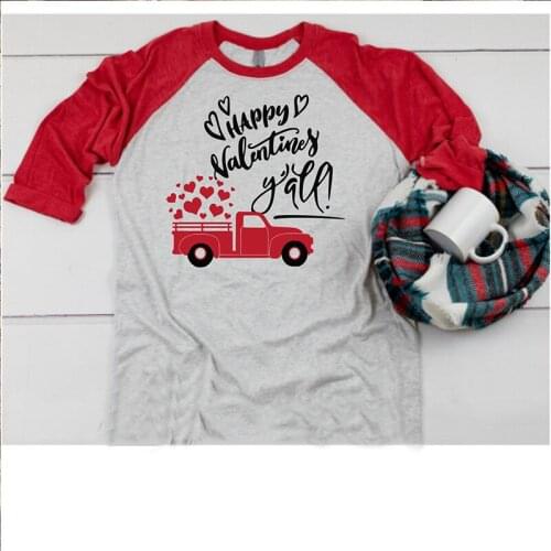 Women Plus Size Love Top Long Sleeve Tees Baseball Tee Happy Valentines Day 2019 Shirts Women Couple T Shirt