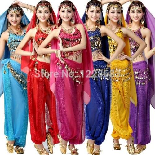 Girls Bollywood Dance Costumes Indian Belly Dance Costumes Pants And Top 2pieces Bra Set For Women