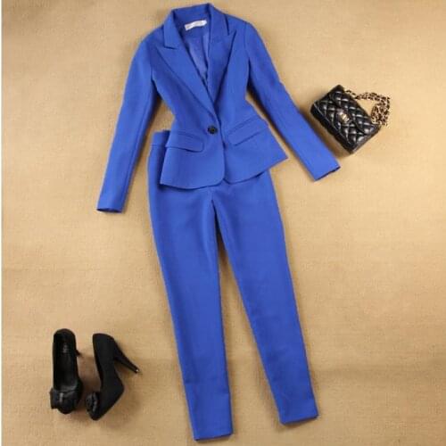 Spring autumn fashion Women Business Suits Formal Office OL Two/piece sets Blazer +ankle length pants sets