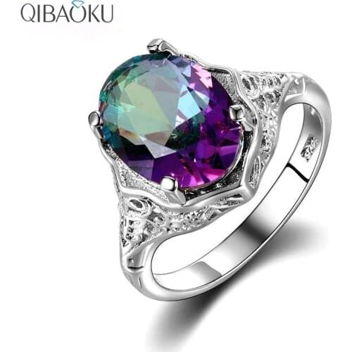 Nasiya Trendy Round 925 sterling silver rings for women with Colorful Zircon stone Silver Jewelry Finger Ring Birthday Gift