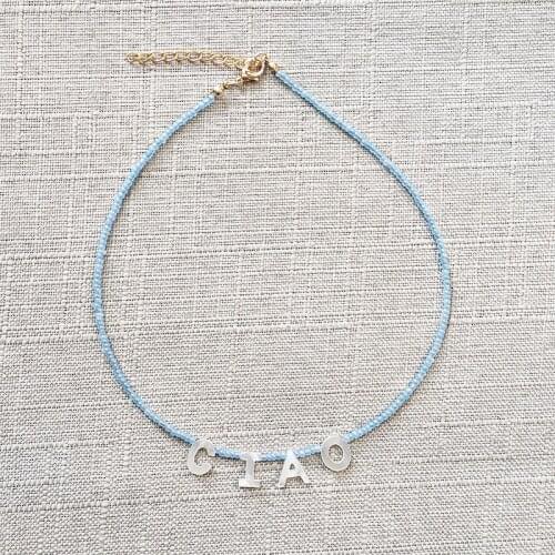 Womens custom name necklace handmade rice beads shell letter short jewellery gifts for friends summer charm neck accessories