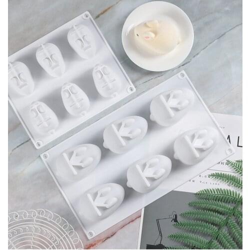 6-Cavity 3D Bunny Rabbit Cake Molds Cake Decorating Moulds Silicone Silicone Molds for Baking Dessert Mousse Baking Accessories