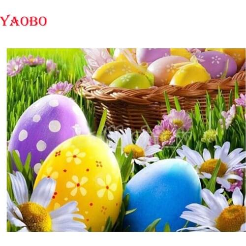 5D DIY Diamond Painting Easter eggs Cross Stitch Full Drill Round Square Diamond Embroidery Mosaic Painting Decor Holiday gift