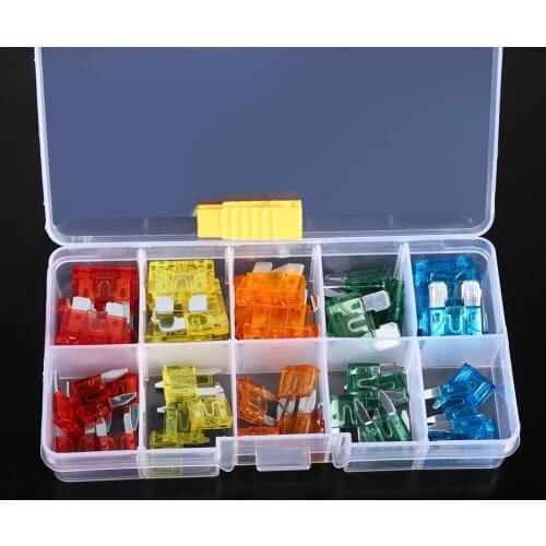Car-Styling 50pcs Car Fuse Assortment 5A 10A 15A 20A 30A Car Blade Fuse With Clip Auto Standard Mini Fuse Boat Motorcycle Fuse