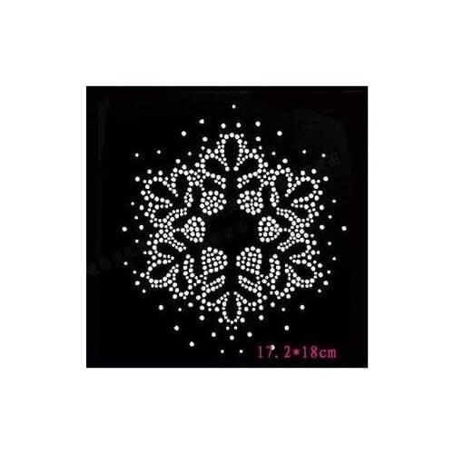 Free fee 20pcs/lot 17*18cm Big snow Rhinestone hotfix iron on transfer , Hot Fix Crystal Fashion Design Rhinestone studs bling