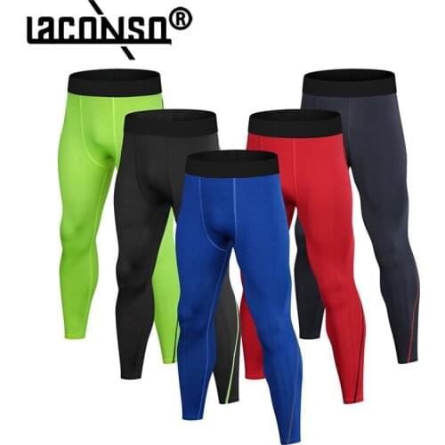 LACONSO Mens Sports Pants Leggings Fitness Jogger Male Compression Clothing Tracksuit Training Trousers Gym Loose Hips Workout