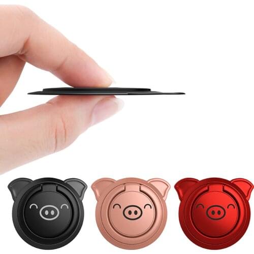 Finger Ring Socket Holder 360 Degree Hand Rotation Cartoon Pig Mobile Phone Desk Support Magnetic Car Bracket Stand Accessories