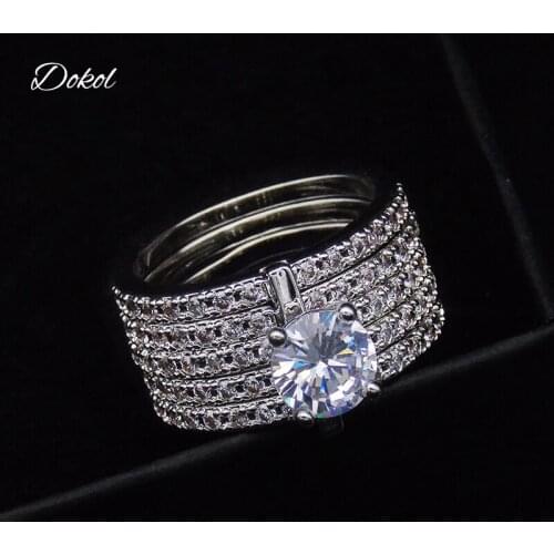 DOKOL Luxury Engagement Rings Silver Color Wedding Ring Micro Paved AAA Cubic Zirconia Jewelry Accessories DKR0001