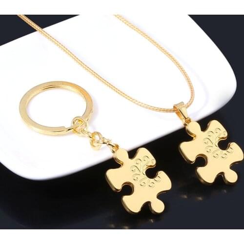 Game Identity V Keychain Gold Clue Jigsaw Pieces Triangle Geometric Key Chains for Women Men Pendant Jewelry Gift
