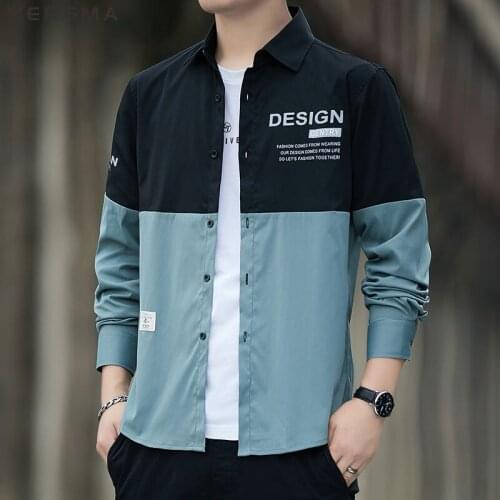 VERSMA New High Quality Men Fashion Dress Shirt Turn-down Collar Men Casual Shirt Slim Cotton Mens Patchwork Style Male Shirt