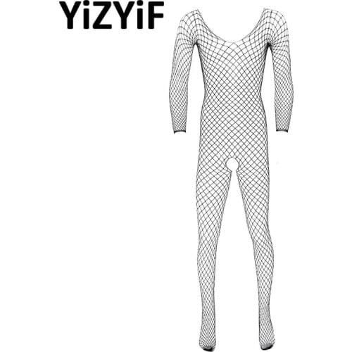 Men See Through Sheer Bodysuit Stretchy Tights Hosiery Lingerie Sexy Bodystocking Erotic Costumes Full Body Pantyhose Stocking