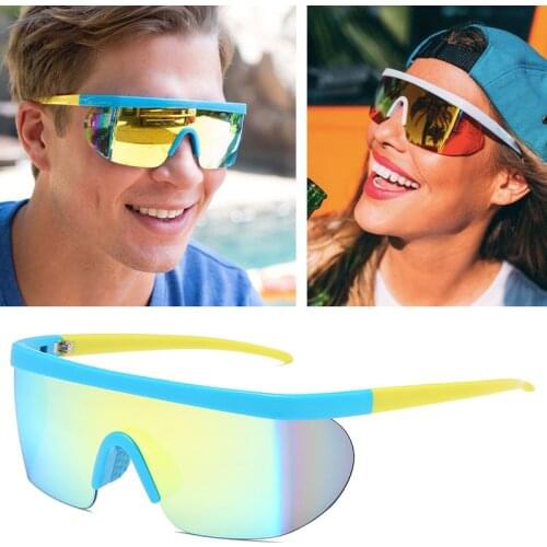 New Half Frame Sunglasses UV400 HD Cycling Men Oversized Wide Glasses Outdoor Sport Windproof Unisex Big Soft nose clip Goggles