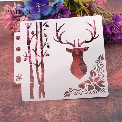 Milu deer forest scrapbook stencils spray plastic mold shield DIY cake hollow Embellishment printing lace ruler valentine