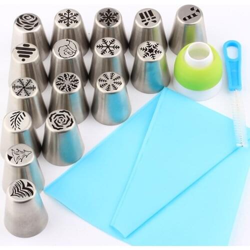 Christmas 19Pcs/Set Cream Icing Piping Sugar craft Rose Nozzle Pastry Tools Fondant Decorating Tools Cake Decorating Tips Set