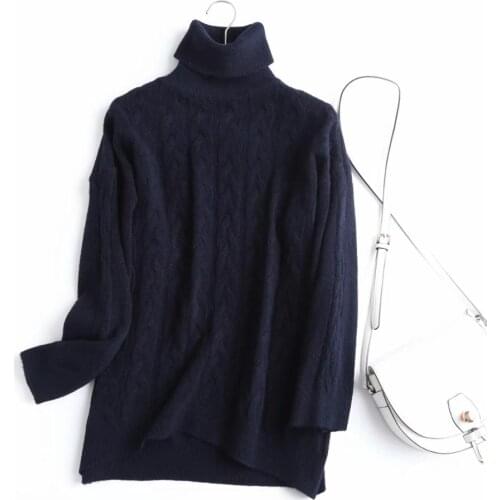 Dave&Di England Fashion Vintage Twisted flower winter pull femme Turtleneck Wool sweaters women pullovers tops