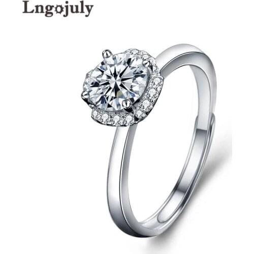 Classic 925 Sterling Silver Diamond Jewelry Moissanite Ring Wedding Party Anniversary Ring For Women Silver 925 Jewelry Ring